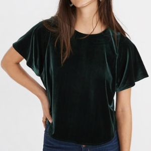 Madewell Velvet Butterfly Top, Spruce XXS NWOT